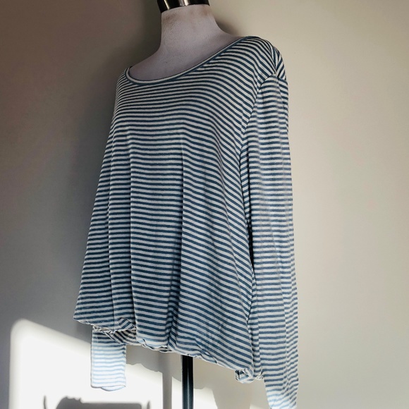 BLOUSE XL Pullover Striped Blue and White NWOT Never Worn Long Sleeves - Picture 4 of 9